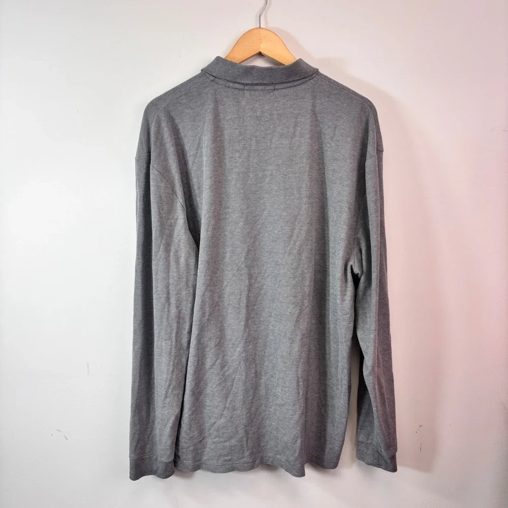 Polo Ralph Lauren Gray Long Sleeve Polo Shirt Blue Pony XXL